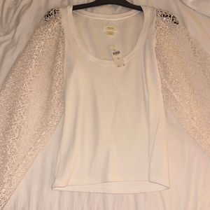 Anthropologie embroidered sleeve top